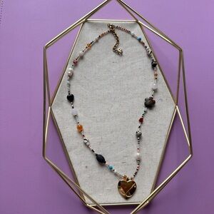 Gold and Multicolor Heart Pendant Necklace